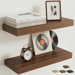 16-Inch Floating Wall Shelves Set of 2 – Walnut Finish