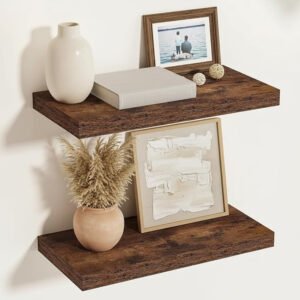 Set of 2 Deep Floating Wall Shelves with Invisible Brackets